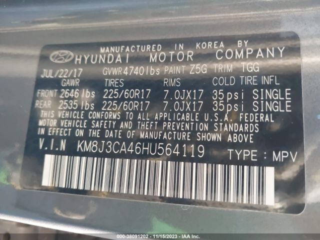 Photo 8 VIN: KM8J3CA46HU564119 - HYUNDAI TUCSON 