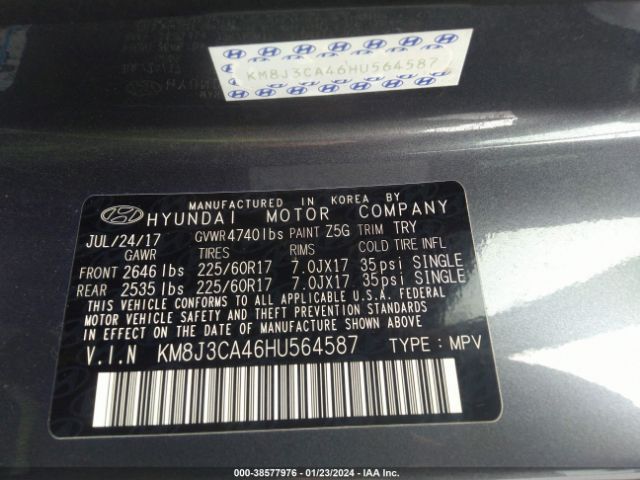 Photo 8 VIN: KM8J3CA46HU564587 - HYUNDAI TUCSON 