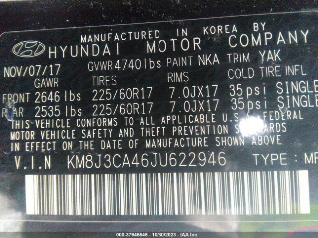 Photo 8 VIN: KM8J3CA46JU622946 - HYUNDAI TUCSON 