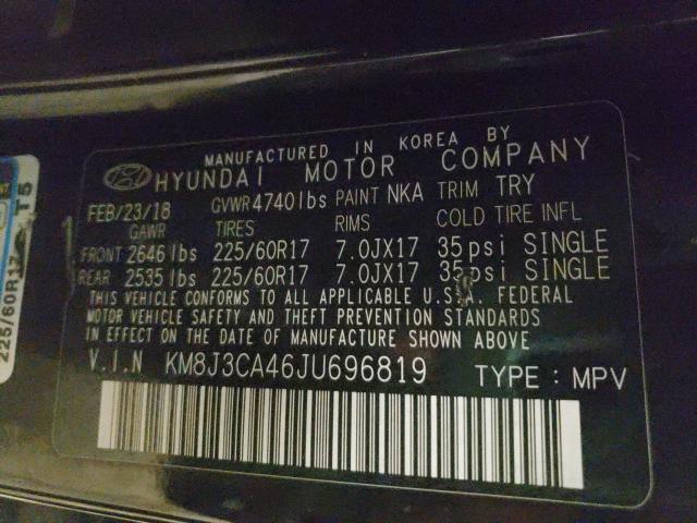 Photo 9 VIN: KM8J3CA46JU696819 - HYUNDAI TUCSON SEL 