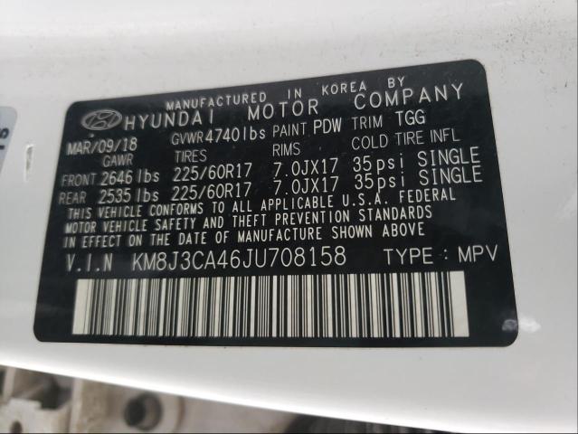 Photo 9 VIN: KM8J3CA46JU708158 - HYUNDAI TUCSON SEL 