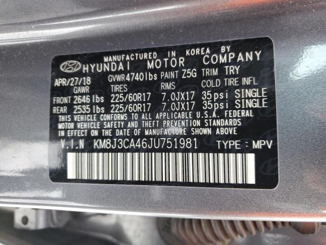 Photo 13 VIN: KM8J3CA46JU751981 - HYUNDAI TUCSON SEL 