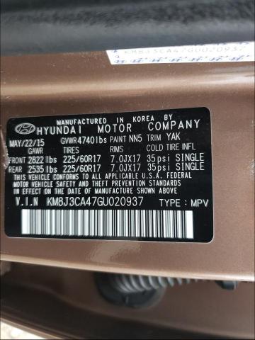 Photo 9 VIN: KM8J3CA47GU020937 - HYUNDAI TUCSON LIM 