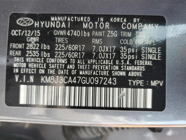 Photo 12 VIN: KM8J3CA47GU097243 - HYUNDAI TUCSON LIM 