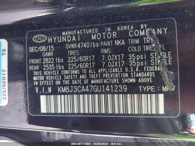 Photo 8 VIN: KM8J3CA47GU141239 - HYUNDAI TUCSON 