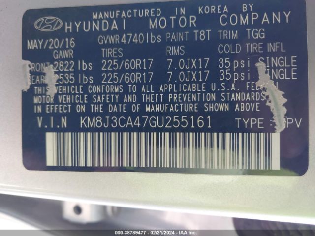 Photo 8 VIN: KM8J3CA47GU255161 - HYUNDAI TUCSON 