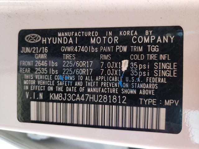 Photo 9 VIN: KM8J3CA47HU281812 - HYUNDAI TUCSON LIM 