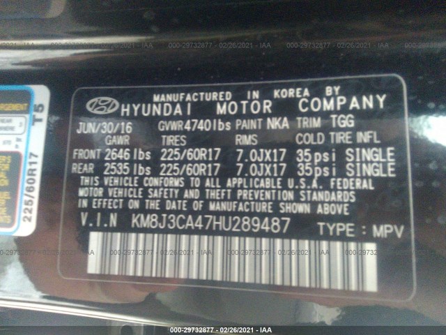 Photo 8 VIN: KM8J3CA47HU289487 - HYUNDAI TUCSON LIM 