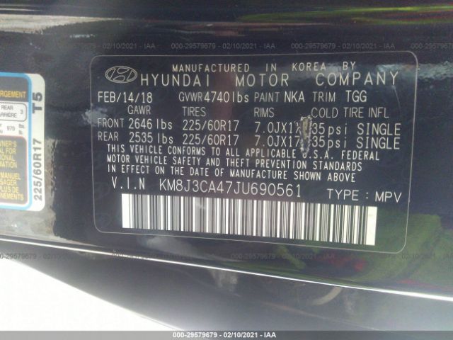 Photo 8 VIN: KM8J3CA47JU690561 - HYUNDAI TUCSON 