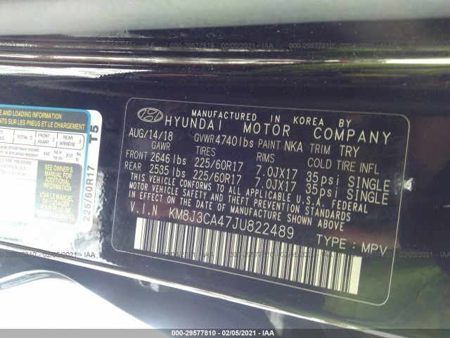 Photo 8 VIN: KM8J3CA47JU822489 - HYUNDAI TUCSON 