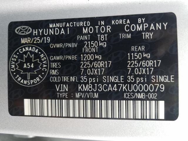 Photo 9 VIN: KM8J3CA47KU000079 - HYUNDAI TUCSON LIM 