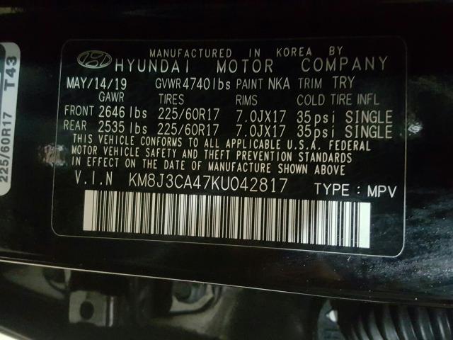 Photo 9 VIN: KM8J3CA47KU042817 - HYUNDAI TUCSON LIM 