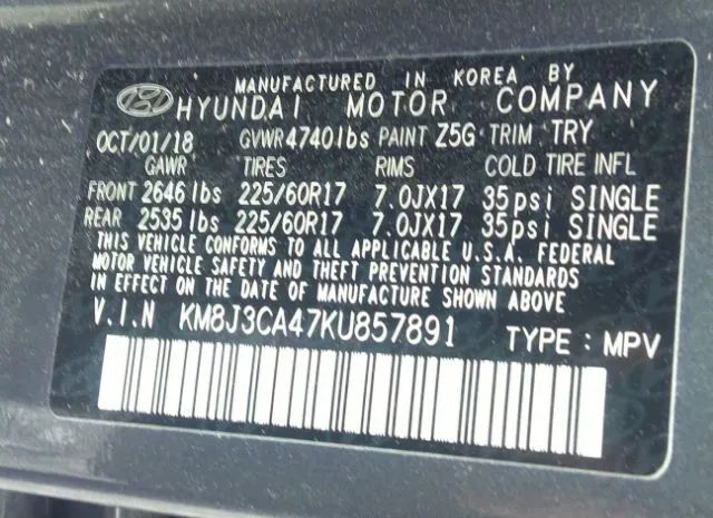 Photo 8 VIN: KM8J3CA47KU857891 - HYUNDAI TUCSON 