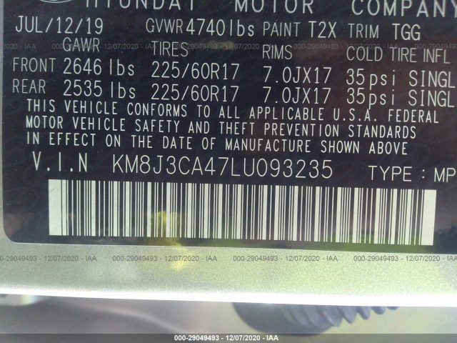 Photo 8 VIN: KM8J3CA47LU093235 - HYUNDAI TUCSON 