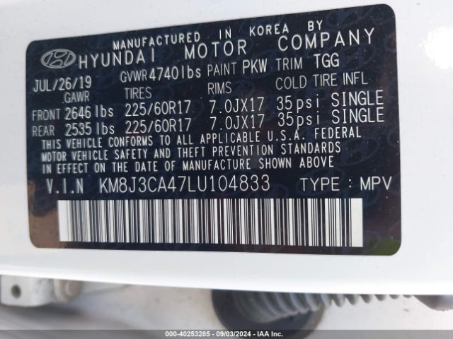 Photo 8 VIN: KM8J3CA47LU104833 - HYUNDAI TUCSON 