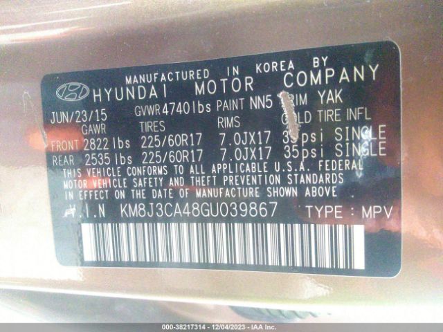 Photo 8 VIN: KM8J3CA48GU039867 - HYUNDAI TUCSON 