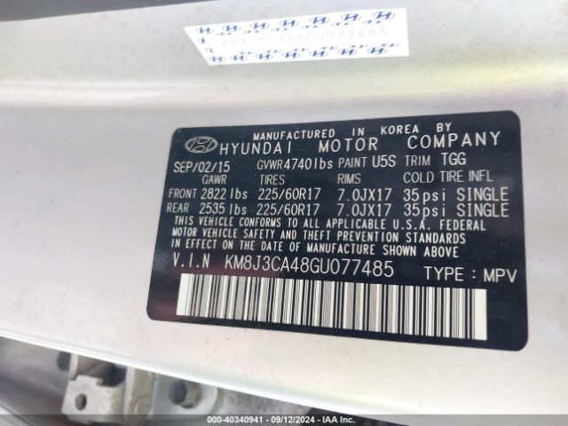 Photo 8 VIN: KM8J3CA48GU077485 - HYUNDAI TUCSON 