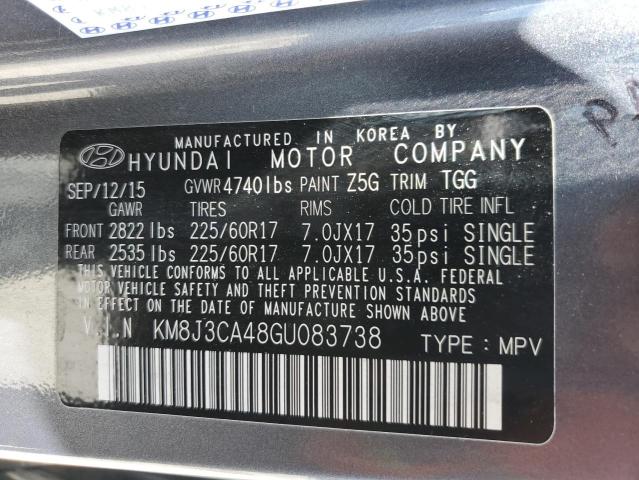 Photo 12 VIN: KM8J3CA48GU083738 - HYUNDAI TUCSON 