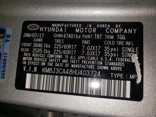 Photo 12 VIN: KM8J3CA48HU403724 - HYUNDAI TUCSON LIM 