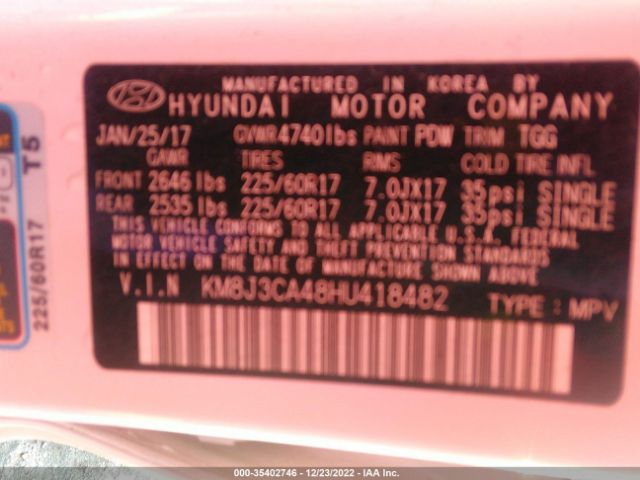 Photo 8 VIN: KM8J3CA48HU418482 - HYUNDAI TUCSON 