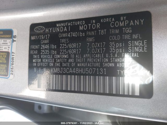 Photo 8 VIN: KM8J3CA48HU507131 - HYUNDAI TUCSON 