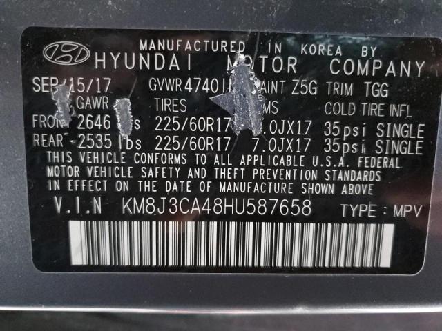 Photo 12 VIN: KM8J3CA48HU587658 - HYUNDAI TUCSON LIM 