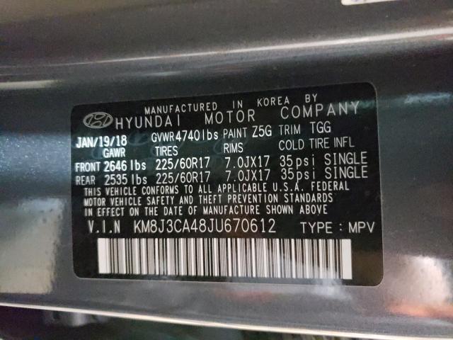 Photo 9 VIN: KM8J3CA48JU670612 - HYUNDAI TUCSON SEL 