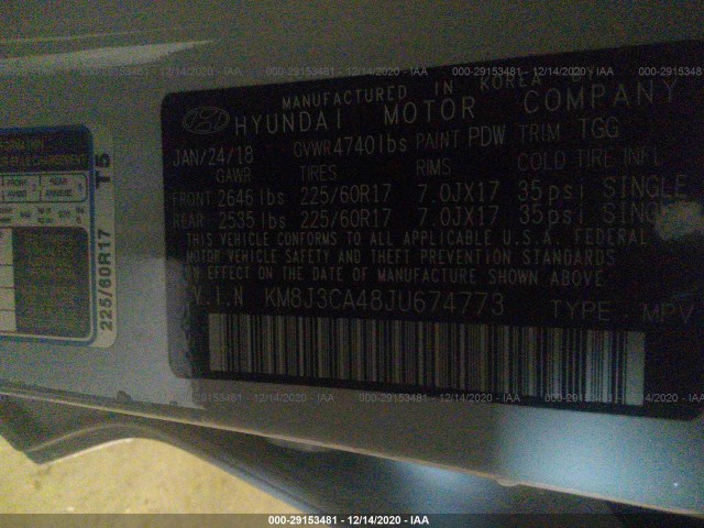 Photo 8 VIN: KM8J3CA48JU674773 - HYUNDAI TUCSON 