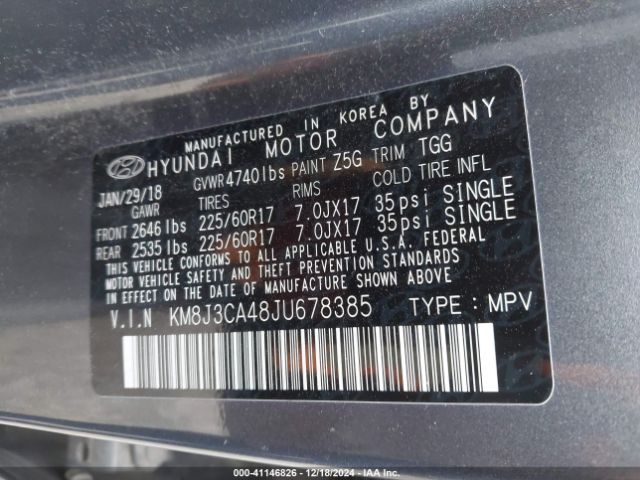 Photo 8 VIN: KM8J3CA48JU678385 - HYUNDAI TUCSON 