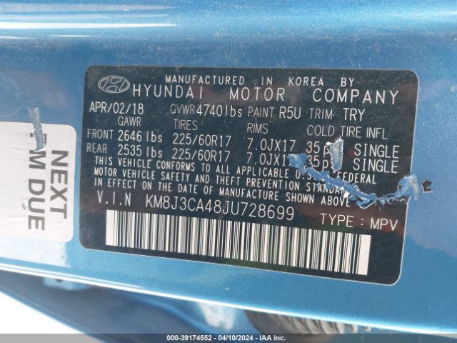 Photo 8 VIN: KM8J3CA48JU728699 - HYUNDAI TUCSON 