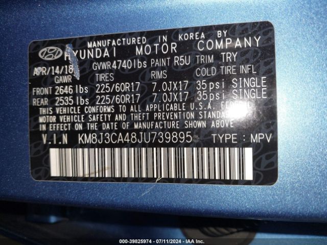 Photo 8 VIN: KM8J3CA48JU739895 - HYUNDAI TUCSON 