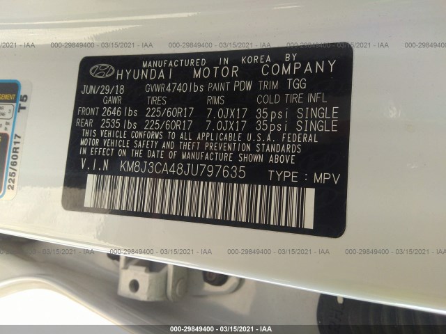 Photo 8 VIN: KM8J3CA48JU797635 - HYUNDAI TUCSON 