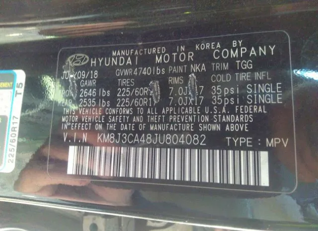 Photo 8 VIN: KM8J3CA48JU804082 - HYUNDAI TUCSON 