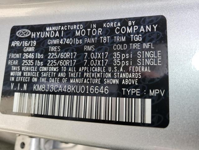 Photo 9 VIN: KM8J3CA48KU016646 - HYUNDAI TUCSON LIM 