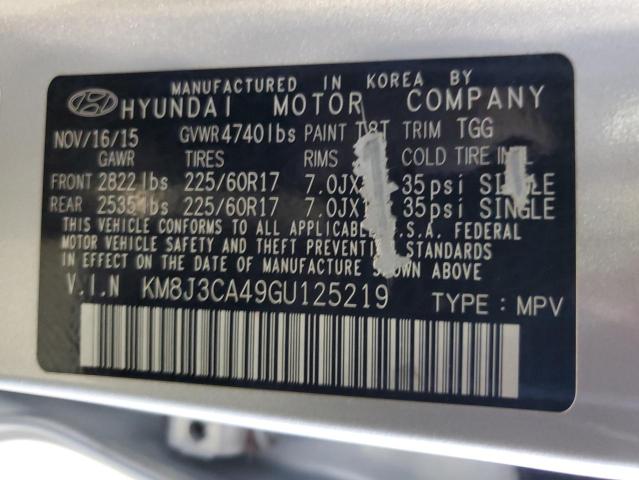 Photo 12 VIN: KM8J3CA49GU125219 - HYUNDAI TUCSON LIM 