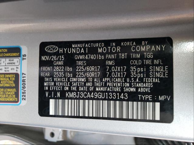 Photo 9 VIN: KM8J3CA49GU133143 - HYUNDAI TUCSON LIM 