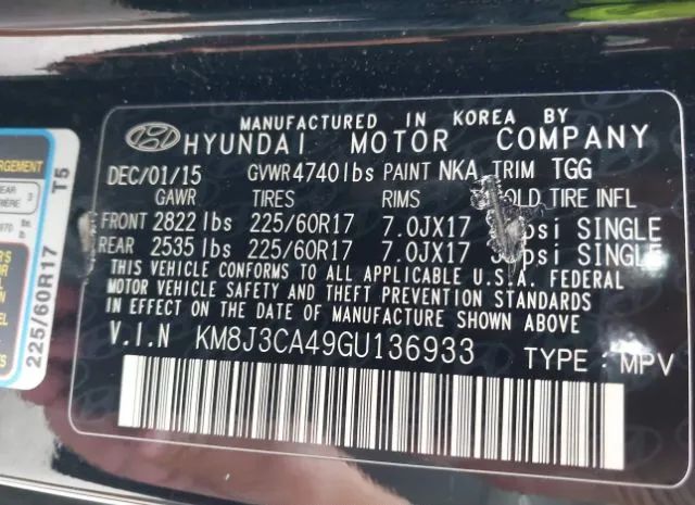 Photo 8 VIN: KM8J3CA49GU136933 - HYUNDAI TUCSON 