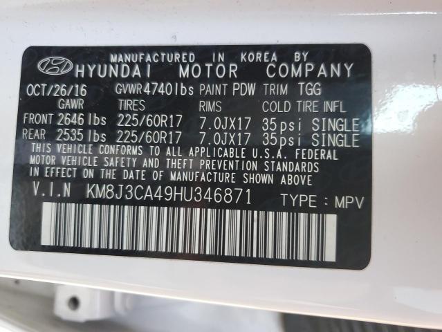 Photo 12 VIN: KM8J3CA49HU346871 - HYUNDAI TUCSON LIM 