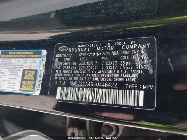 Photo 8 VIN: KM8J3CA49HU446422 - HYUNDAI TUCSON 