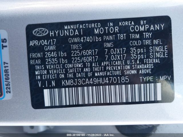 Photo 8 VIN: KM8J3CA49HU470185 - HYUNDAI TUCSON 