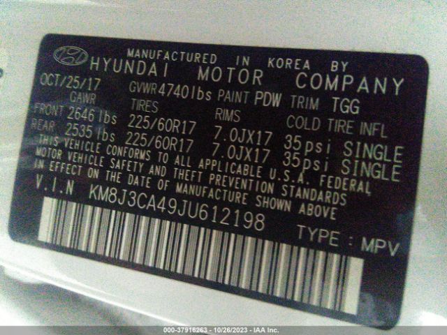 Photo 8 VIN: KM8J3CA49JU612198 - HYUNDAI TUCSON 