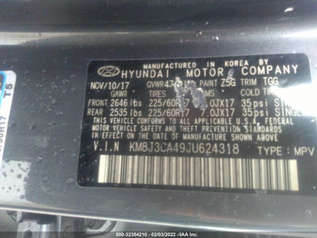 Photo 8 VIN: KM8J3CA49JU624318 - HYUNDAI TUCSON 