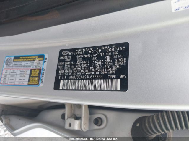 Photo 8 VIN: KM8J3CA49JU676693 - HYUNDAI TUCSON 