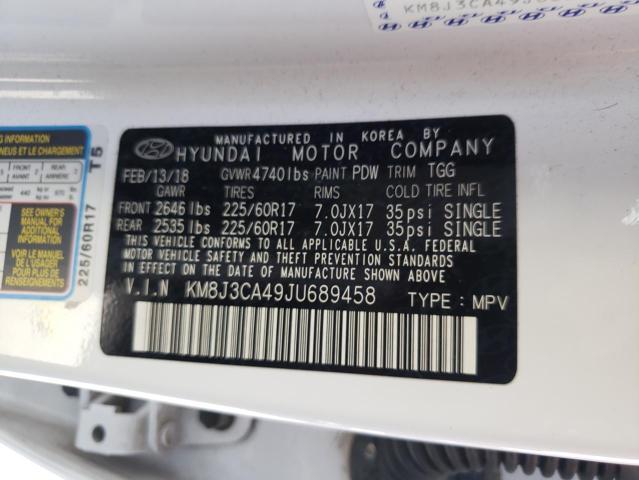 Photo 9 VIN: KM8J3CA49JU689458 - HYUNDAI TUCSON SEL 