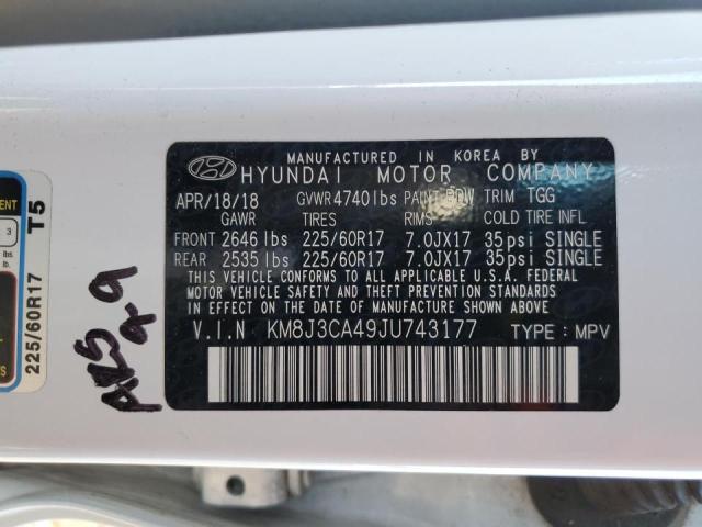 Photo 9 VIN: KM8J3CA49JU743177 - HYUNDAI TUCSON SEL 