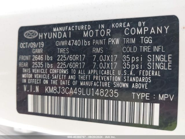 Photo 8 VIN: KM8J3CA49LU148235 - HYUNDAI TUCSON 