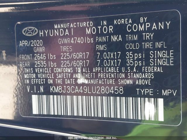 Photo 8 VIN: KM8J3CA49LU280458 - HYUNDAI TUCSON 