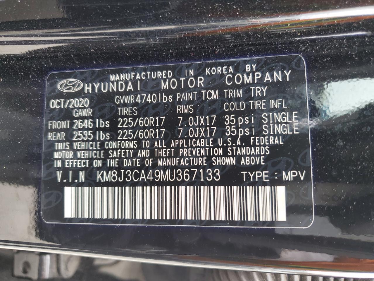 Photo 11 VIN: KM8J3CA49MU367133 - HYUNDAI TUCSON 