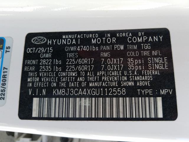 Photo 9 VIN: KM8J3CA4XGU112558 - HYUNDAI TUCSON LIM 