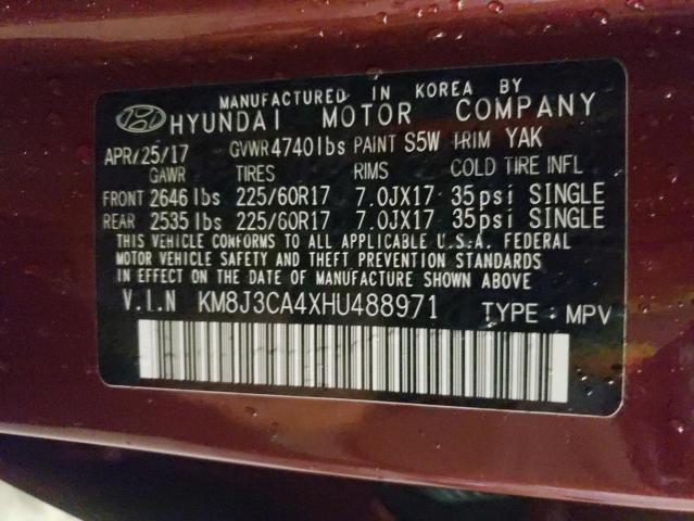 Photo 9 VIN: KM8J3CA4XHU488971 - HYUNDAI TUCSON LIM 